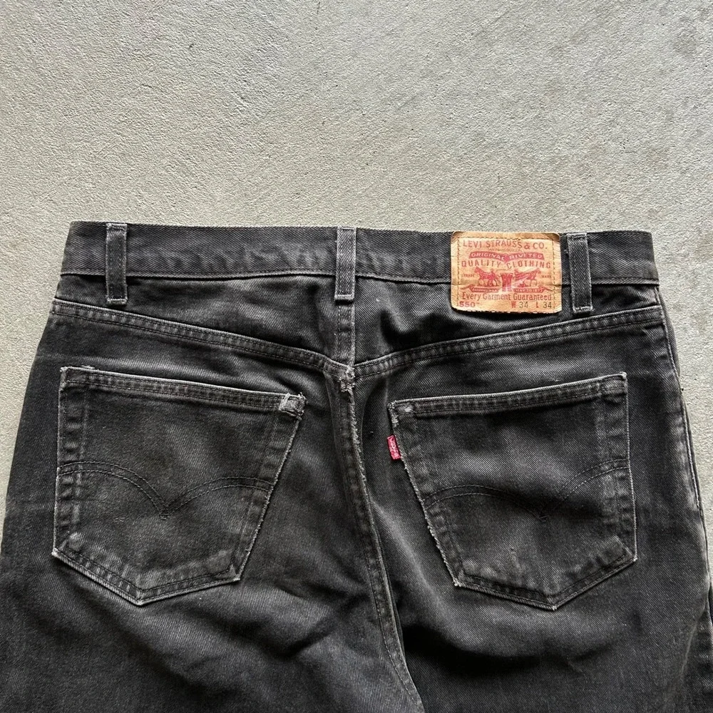 Vintage 90s Levis 550 Jeans Size 34x34 Black Dark Wash Denim Relaxed Straight‎